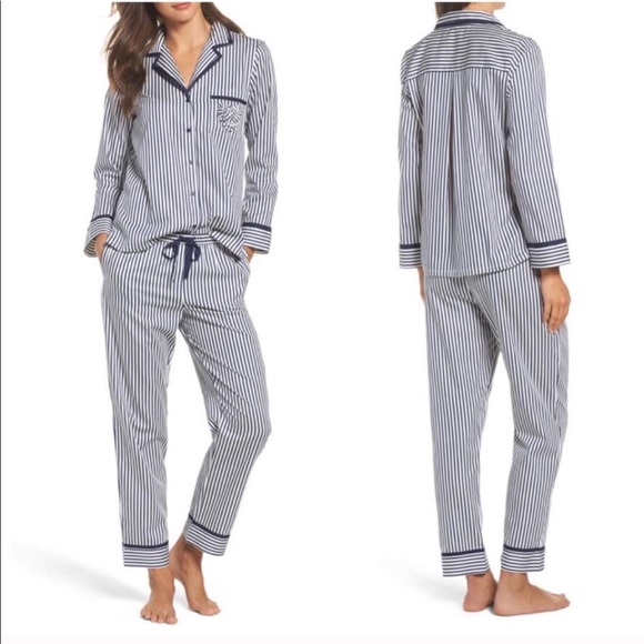kate spade Other - Kate Spade navy white stripe heart pajamas L